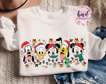 Cute Santa Mickey And Friends Christmas Lights Costume T-Shirt, Disney Mickey's Very Merry Xmas Party Tee, Disneyland Vacation Family Gift