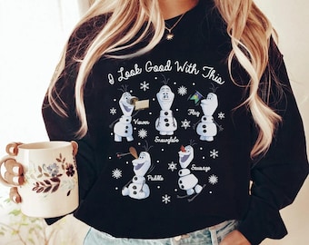 Uroczy Disney Kraina Lodu Olaf: Wyglądam dobrze w tej koszulce, Wakacyjna wycieczka do Disneylandu, Koszulka unisex z nadrukiem dla rodziny, prezent urodzinowy dla dorosłych i dzieci
