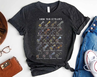 Camiseta Disney Kingdom Hearts "Conoce tu llave espada", unisex, ideal para viajes de vacaciones a Magic Kingdom, regalo de cumpleaños familiar, para adultos y niños pequeños.