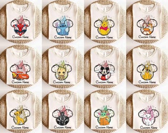 Customize All Disney Characters, Disneyland Family Vacation 2025 Trip Shirt, Personalized Disney Mickey & Friends Stitch Cars Matching Tee
