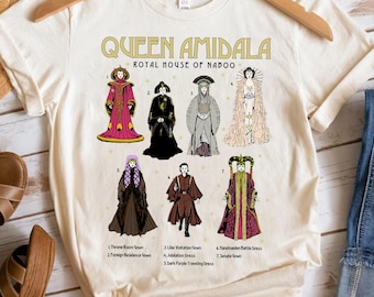 Star Wars Queen Amidala Gowns Textbook Poster Retro Shirt, Galaxy's Edge Holiday Unisex T-shirt Family Birthday Gift Adult Kid Toddler Tee