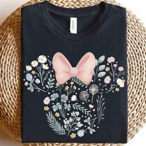 Cute Disney Minnie Mouse Head Icon Spring Flowers Shirt, WDW Magic Kingdom Holiday Unisex T-shirt Family Birthday Gift Adult Kid Toddler Tee