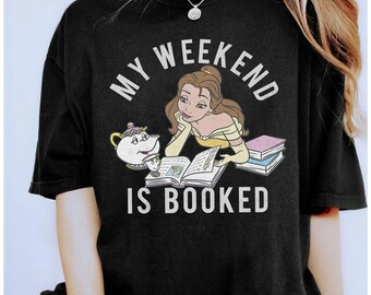 Disney Piękna i Bestia Bella Mój weekend jest zajęty Koszulka Magic Kingdom Świąteczna koszulka unisex Prezent urodzinowy dla rodziny Koszulka dla dorosłych i dzieci