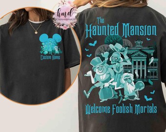 Personalized Disney Hitchhiking Ghosts Vintage T-shirt, Family 2025 Trip, Mickey's Not So Scary Party, The Haunted Mansion Halloween Tee