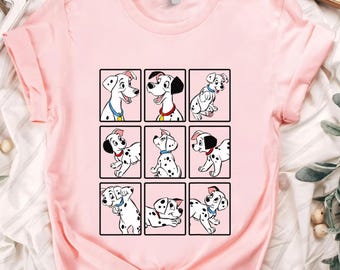 Maglietta Disney 101 Dalmata Group Shot Boxes, maglietta unisex per vacanze a Disneyland, regalo di compleanno per la famiglia, per adulti, bambini e neonati