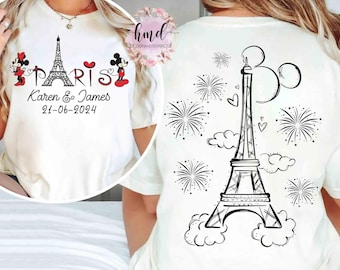 Personalized Disney Paris Shirt, Mickey Minnie Eiffel Tower Shirt, Disneyland Paris Vacation Shirt, Anniversary Gift, Couple Matching Trip