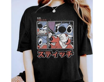 Retro 90s Disney Lilo & Stitch 626 Stitch Day Kanji Panels Shirt, Unisex T-shirt Family Birthday Gift Adult Kid Toddler Comfort Colors Tee