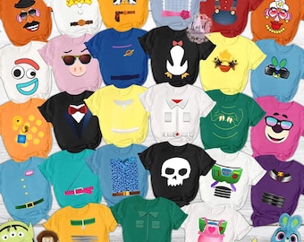 Toy Story Kostüm Halloween Familie Passende Shirts, Buzz Lightjahre, Toy Story Gesicht Gliederung Party Shirt, Woody T-Shirt, Disney Geburtstag Gruppe T-Shirt