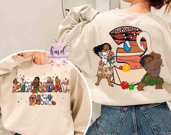 Camiseta personalizada de Moana para niña, camiseta personalizada para niña Disney Hei Hei Pua Maui Tamatoa a juego, regalo para niña para su viaje a Disneyland.