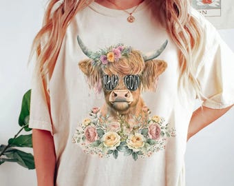 Camiseta unisex con estampado floral de vaca mamá de las Tierras Altas, sudadera "Primera mamá de la granja de terneros", camiseta con frases perfectas para el Día de la Madre, camiseta de clubes de mamás geniales con animales