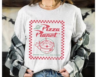 Koszulka Disney Pixar Toy Story Alien Pizza Planet Box Art, koszulka unisex Disneyland Vacation z prezentem urodzinowym dla rodziny, dla dorosłych i małych dzieci