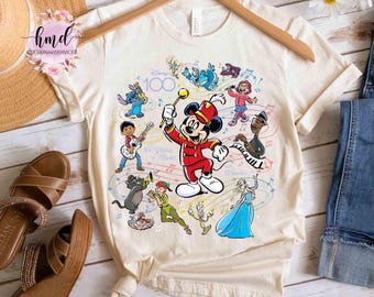 Disney 100 Years of Music And Wonder Mickey Full Color D100 T-Shirt, Disney Platinum Celebration 100th Anniversary Tee, Disneyland Gift