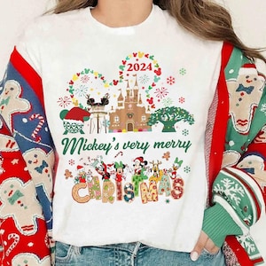 Cute Mickey&#39;s Very Merry Christmas Party T-Shirt, Disney Santa Mickey And Minnie Custom Tee, Disneyland Vacation Family Matching Trip Gift