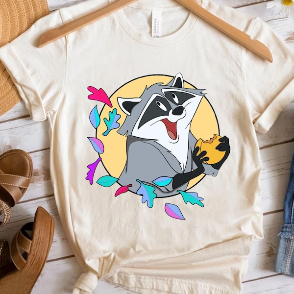 Disney Pocahontas Cute Meeko With Biscuits Retro Shirt, Magic Kingdom WDW Trip Unisex T-shirt Family Birthday Gift Adult Kid Toddler Tee