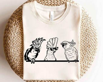 Funny Parrot With Glasses Sketch Shirt, Bird Lover Tee, Parrot Meme Trending Family Gift Adult Kid Toddler Tee, Cute Animals Unisex T-shirt