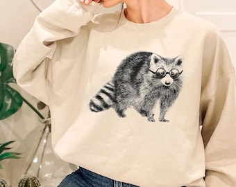 Camiseta con dibujo de un mapache adorable con gafas, camiseta unisex con meme de animales divertidos, regalo de cumpleaños familiar para adultos, niños y bebés, camiseta para amantes de los mapaches.