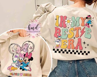 Camiseta vintage de dos caras de Minnie Daisy en la era de mis mejores amigas, camiseta personalizada de Disney para mejores amigas, vacaciones en Disneyland, viaje personalizado de Disney para chicas