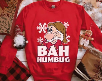 Bah Humbug Grumpy Drawf Shirt, Disneyland Vacation Family Holiday Trip Gift, Snow White and Seven Drawfs Tee, Funny Grumpy Christmas T-shirt
