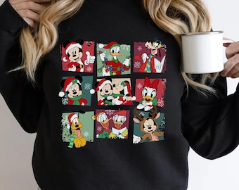 Disney Mickey and Friends Characters Christmas Mood Sweatshirt, Mickey's Very Merry Xmas Lights Tee, Disney Magic Kingdom Family Trip Gift
