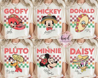 Retro Mickey and Friends Custom Cinco De Mayo T-shirt, Disneyland Family Holiday 2026 Trip, Disney Mexico Mexican Fiesta Party Matching Tee