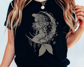 Vintage Disney kleine zeemeermin Ariel tattoo stijl portret shirt, Magic Kingdom T-shirt uniseks familie verjaardagscadeau volwassen kind peuter T-shirt