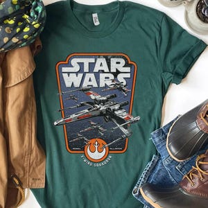 Retro 90s Star Wars X-Wing Red Squadron Vintage Graphic T-Shirt, Unisex T-shirt Family Birthday Gift Adult Kid Toddler Comfort Colors Tee