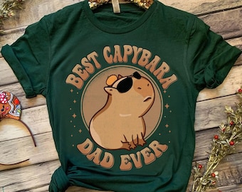 Divertida camiseta retro para el Día del Padre "El mejor papá capibara de la historia", camiseta unisex para amantes de los animales, regalo de cumpleaños familiar, camiseta con el meme "Me levanto capibara"