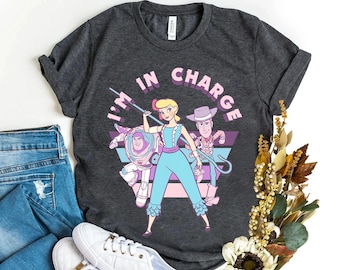 Camiseta retro vintage de Disney Pixar Toy Story Bo Peep I'm In Charge, unisex, regalo de cumpleaños familiar, para adultos, niños y bebés, colores cómodos.