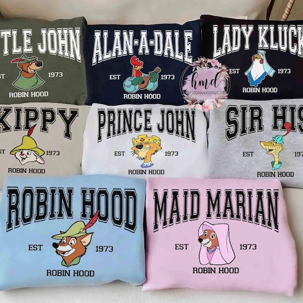 Vintage Disney Robin Hood All Characters Group Custom Retro TShirt, Lady Marian Prince John Tee, WDW Disneyland Family Vacation Holiday Gift