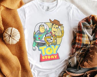 Disney Pixar Toy Story Buzz Woody Distressed Retro 90s Shirt, Unisex T-shirt Family Birthday Gift Adult Kid Toddler Tee, Disneyland vacation
