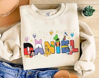 Custom Name Mickey and Friends T-shirt, Kids Toddler Disneyland Holiday Family Gift, Personalized Disney Donald Goofy Pluto Matching Tee