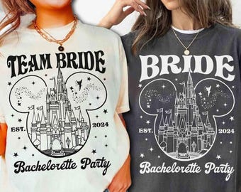 Magical Disney Castle Team Bride and Bride To Be Mickey T-shirt, WDW Disneyland Family 2025 Trip, Disney Bachelorette Party Squad Tee