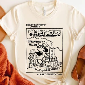 Retro Disney Steamboat Willie Mickey Mouse Sound Cartoon 1928 Vintage Shirt, Unisex T-shirt Family Birthday Gift Adult Kid Toddler Tee