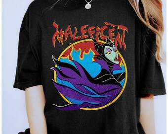 Vintage Disney Villains Sleeping Beauty Maleficent Flame Portrait 90s Shirt, Unisex T-shirt Family Birthday Gift Adult Kid Toddler Tee
