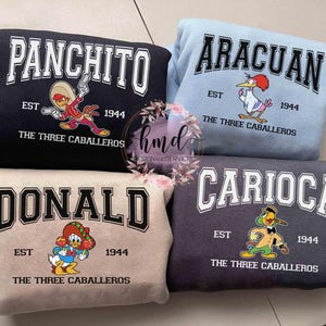 Vintage Disney Three Caballeros Characters Squad Group Custom Sweatshirt, Magic Kingdom Unisex T-shirt Family Birthday Gift Adult Kid Tee