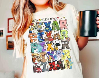 Camiseta personalizada com os personagens do mundo da Pixar, Divertida Mente, Festa da Pixar Fest 2025, Viagem à Disneylândia, Monstros S.A., Camiseta Toy Story
