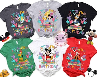 Personalized Disney Mickey and Friends Balloon It's My Birthday Presents T-shirt, Custom All Characters Birthday Squad Family Matching Tee