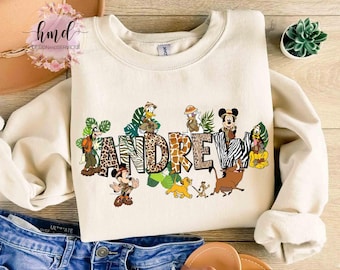Custom Name Animal Kingdom T-shirt, Personalized Disney Mickey and Friends Lion King Matching Tee, Kids Disneyland Holiday Family Trip Gift
