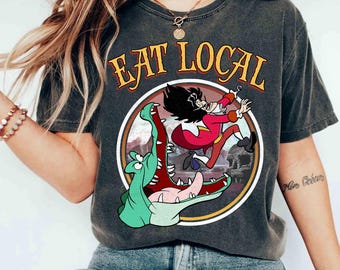 Funny Tick-Tock The Crocodile Captain Hook Eat Local Retro T-Shirt, Disney Peter Pan Tinker Bell Tee, WDW Magic Kingdom Family Holiday Gift