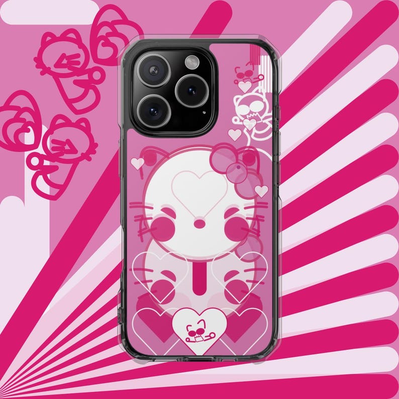 Decoden phone case, Hello kitty and Atomic cat, For Frutiger aero and Gyaru image 1
