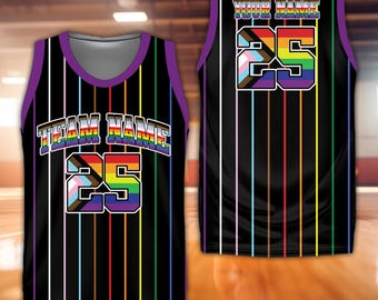 Maillot de basket-ball du mois de la fierté LGBTQ avec nom personnalisé, chemise de basket-ball personnalisée fierté arc-en-ciel, cadeau de soutien pour fan de basket-ball de la communauté LGBT