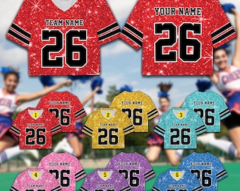Personalized Name PRINTED GLITTER Crop Top Football Jersey Custom Glitter Color Football Team Jersey Game Day Outfit For Football Women Fan