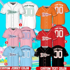 Camisa de beisebol personalizada para o 3º ano, camiseta escolar personalizada com nome e número e laço de lápis, presente para professor e aluno para a volta às aulas