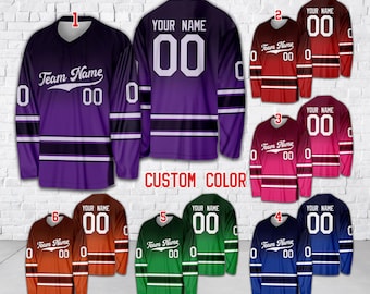 Personalized Name Number Ice Hockey Jersey, Custom Color Gradient Hockey Shirt, Hockey Jersey Uniform, Game Day Outfit For Hockey Fans Lover