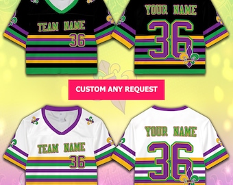 Camisa personalizada do time de futebol Mardi Gras, camiseta curta personalizada Fat Tuesday, traje para o dia do jogo de carnaval Mardi Gras para amantes do futebol