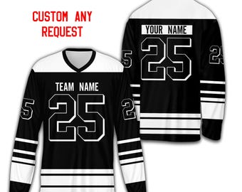 Camiseta de hockey sobre hielo con nombre y número personalizados, camiseta de hockey personalizada en cualquier color, uniforme deportivo para el equipo de hockey, para amantes del hockey y fanáticos del hockey
