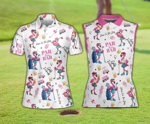 Flamingo Golf & Party Polo Shirt For Men And Women, Flamingo Golf And Beer Women's Sleeveless Polo Shirt, Matching Golf Shirt For Golf Team