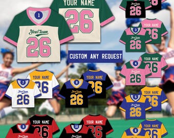 Personalized Sorority Crop Top Football Jersey Custom Color Sorority Sister Football Shirt College Big Little Football Jersey For Sororities