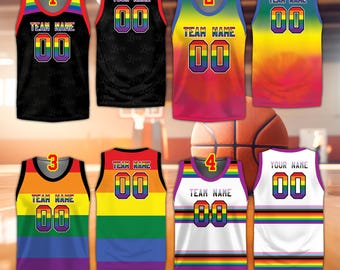 Personalized Name LGBTQ Pride Month Basketball Jersey, Custom Rainbow Pride Basketball Shirt, Support Gift For LGBT Community Basketball Fan