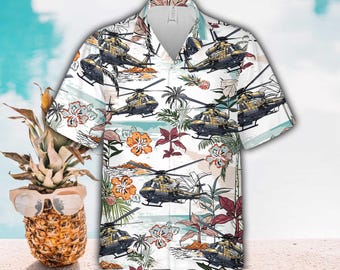 Vintage Military Aircraft Hawaiian Shirt For Men And Women, Palm Tree Plane Button Up Shirt, Tropical Flight Summer Aloha Shirt For Pilots